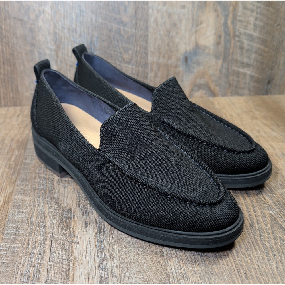 Rothy's The Lug Chunky Sole Loafers Black Knit Slip On Womens Size 8.5 Luxury